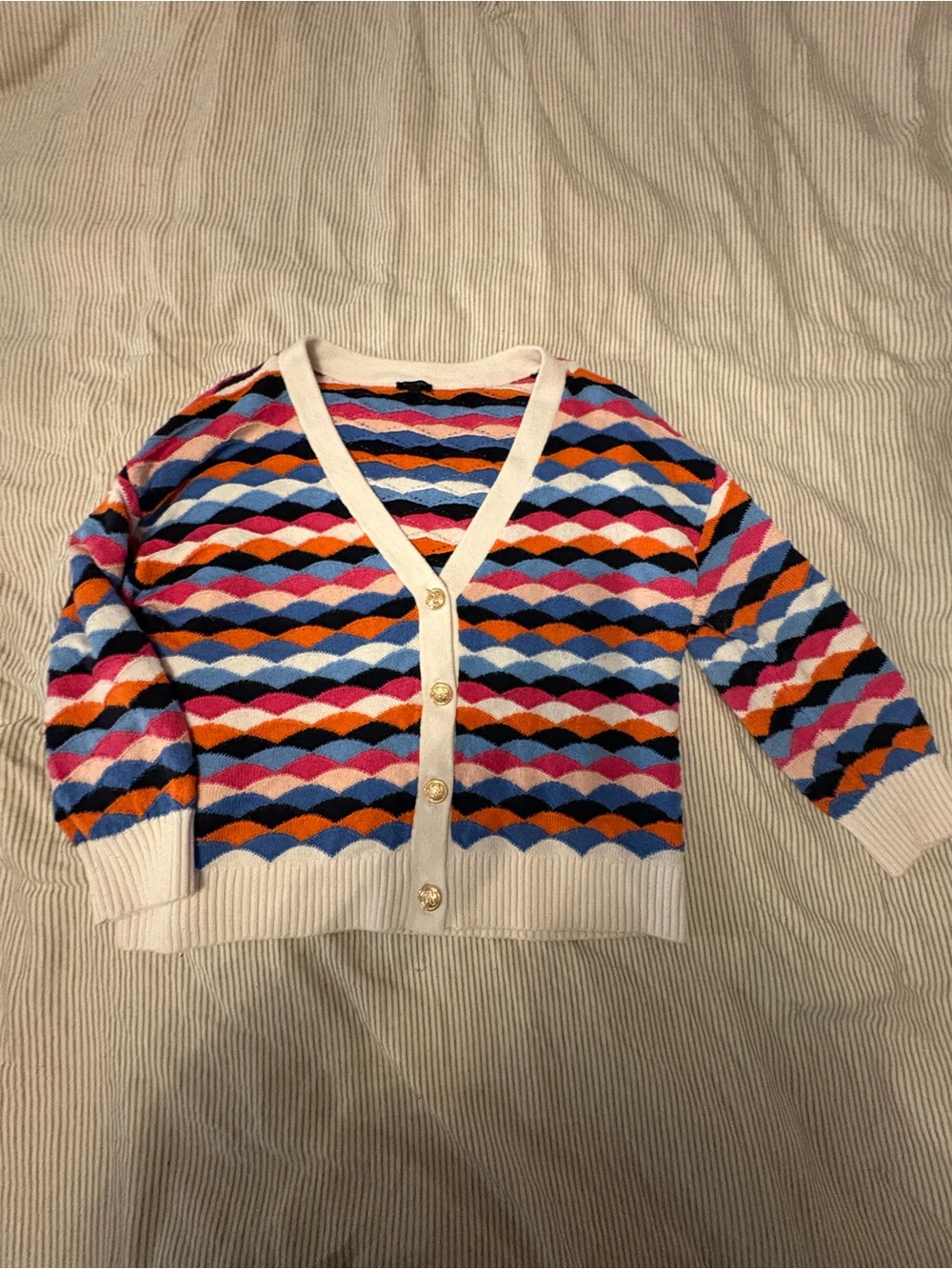 Colorful Pattern V‑Neck Cardigan Sweater - Multicolor